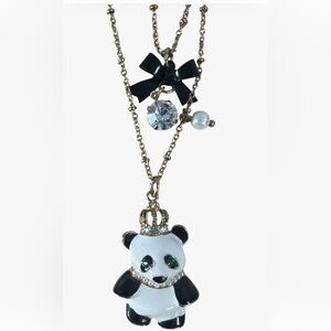 Betsey Johnson Princess Panda  Layered Necklace Vintage